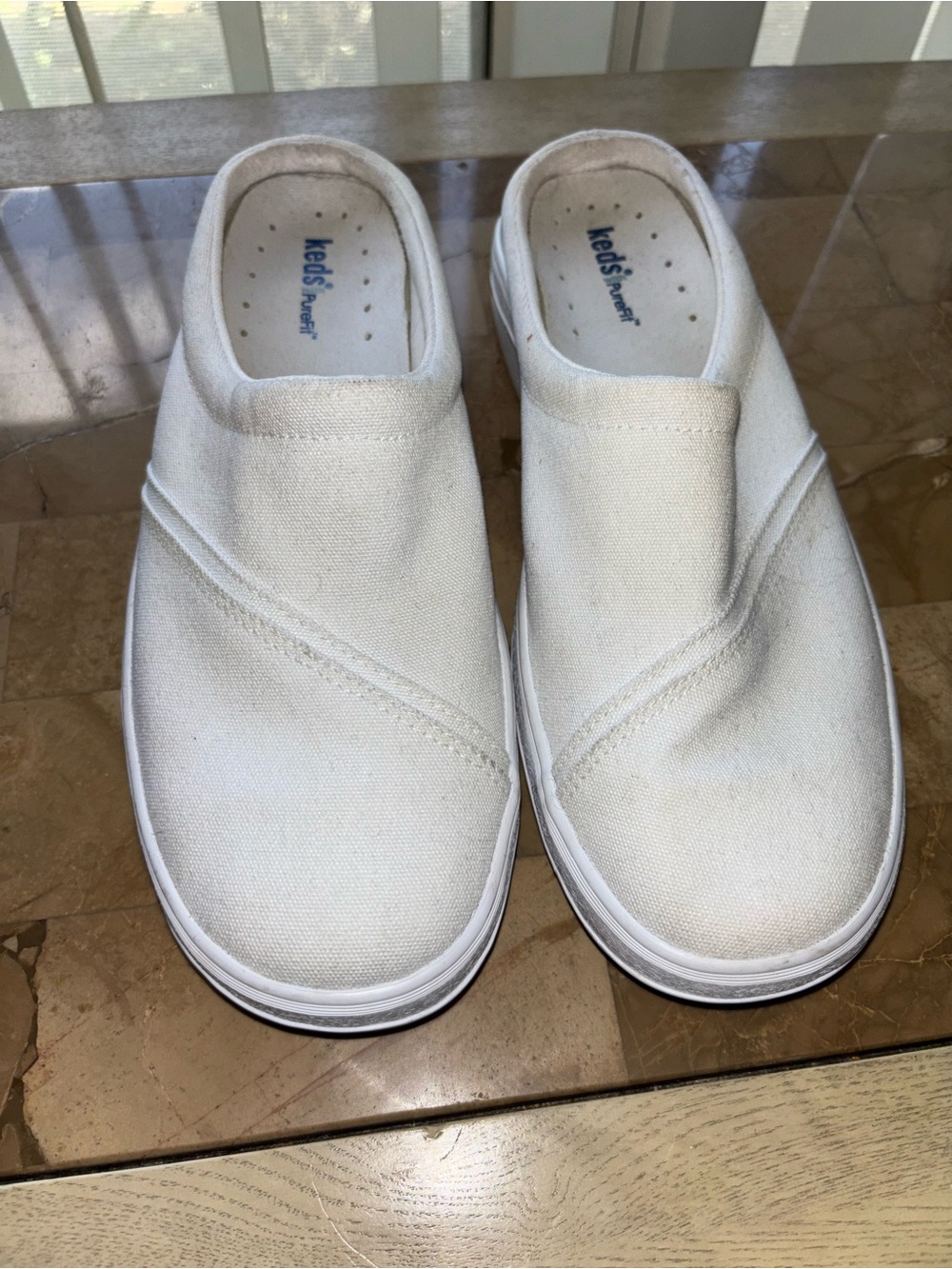 Keds White Canvas Slip-On Sneakers size 8.5